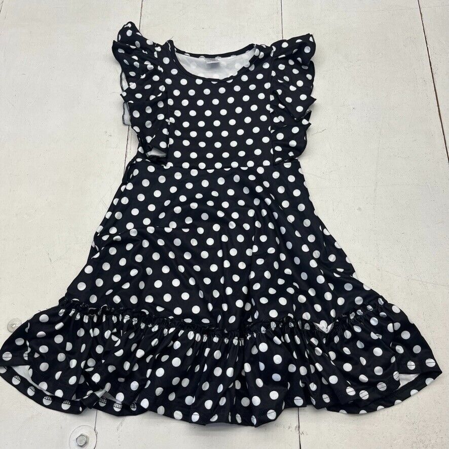 Black & White Polka Dot Short Sleeve Fit & Flare Dress Girls Size 7 NEW