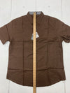 Coofandy Mens Brown Short Sleeve Button Up Shirt Size Large