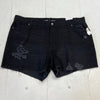 Old Navy Black Distressed Denim Slouchy Straight Jean Shorts Women Size 22 NEW