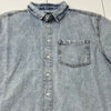 Boohoo Man Blue Denim Short Sleeve Button Up Shirt Men Size M Oversized NEW