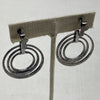 Silver Tone and Dangle Circular 3 Rings Geometric Clip On Earrings