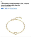 PAJ 925 Sterling Gold Plated Cubic Zirconia Lined Circle Paper Clip Bracelet