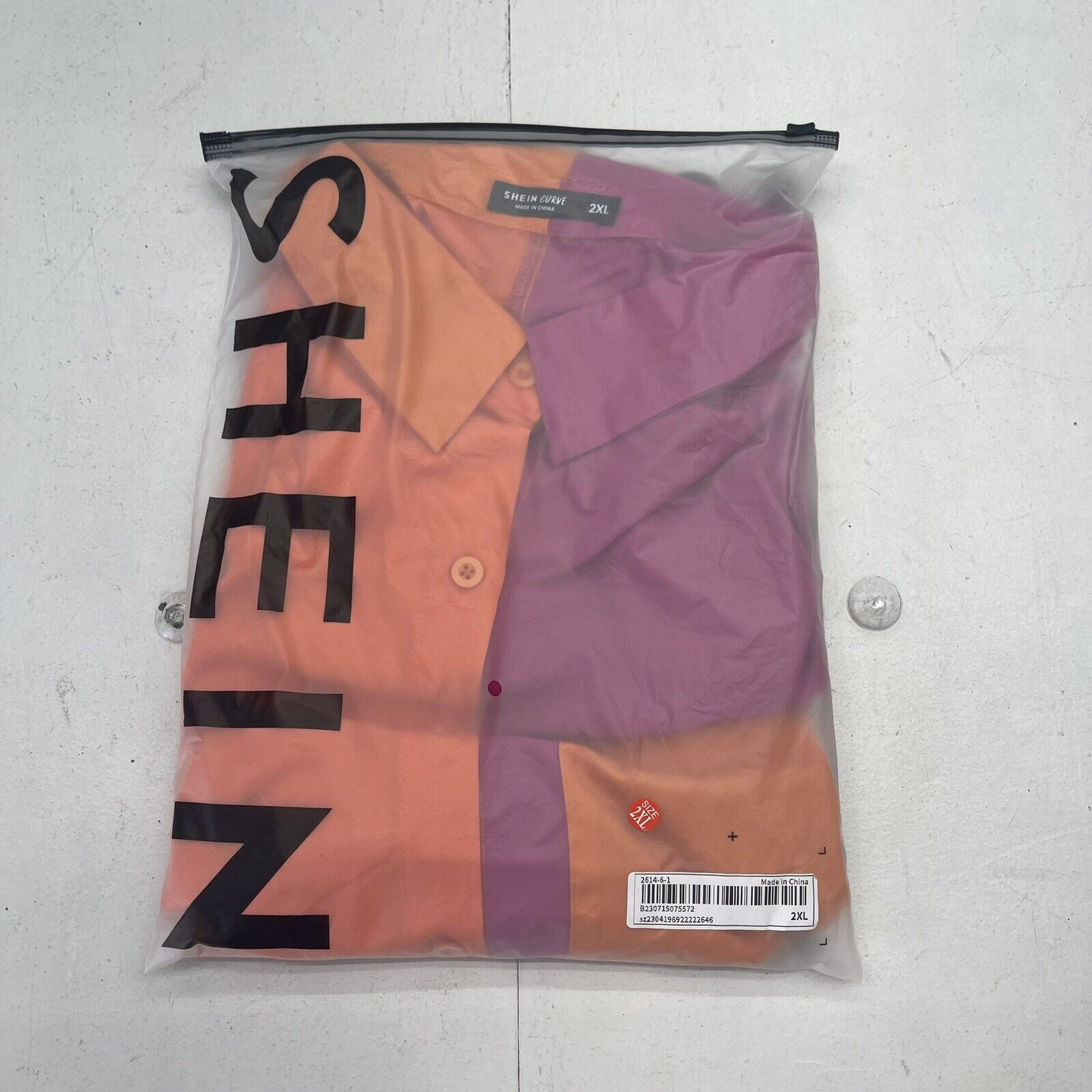 SHEIN Curve Orange Pink Color Block Shirt Dress Women's 2XL New