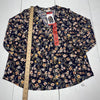 Two By Vince Camuto Navy Floral V Neck Long Sleeve Women’s Size Medium New