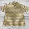 Tommy Bahama Yellow Plaid Button Up Short Sleeve Silk Shirt Men Size M