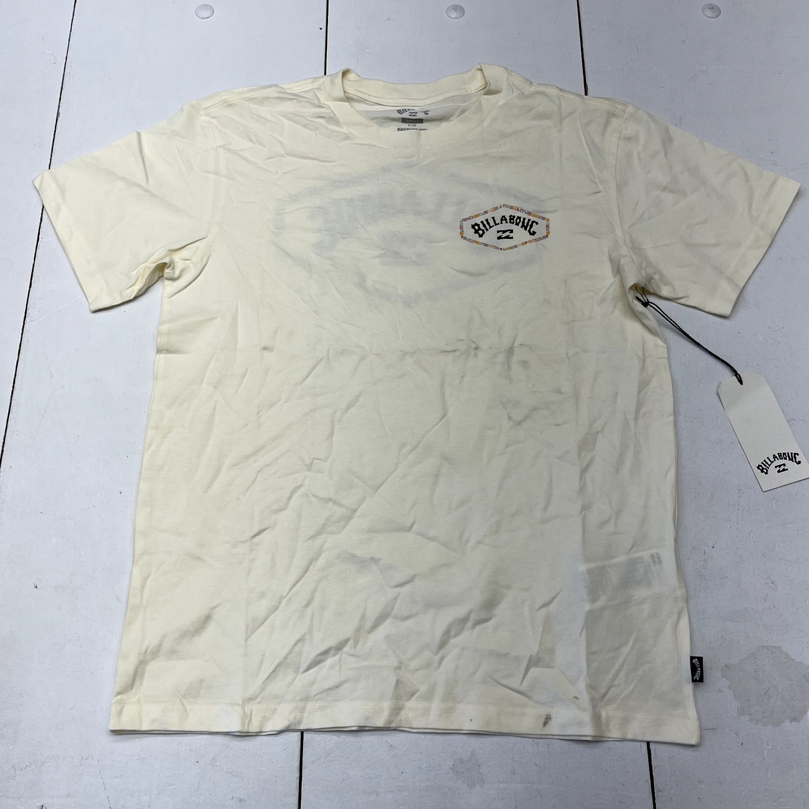 Billabong Beige Graphic Print Premium Short Sleeve T-Shirt Mens Size Small