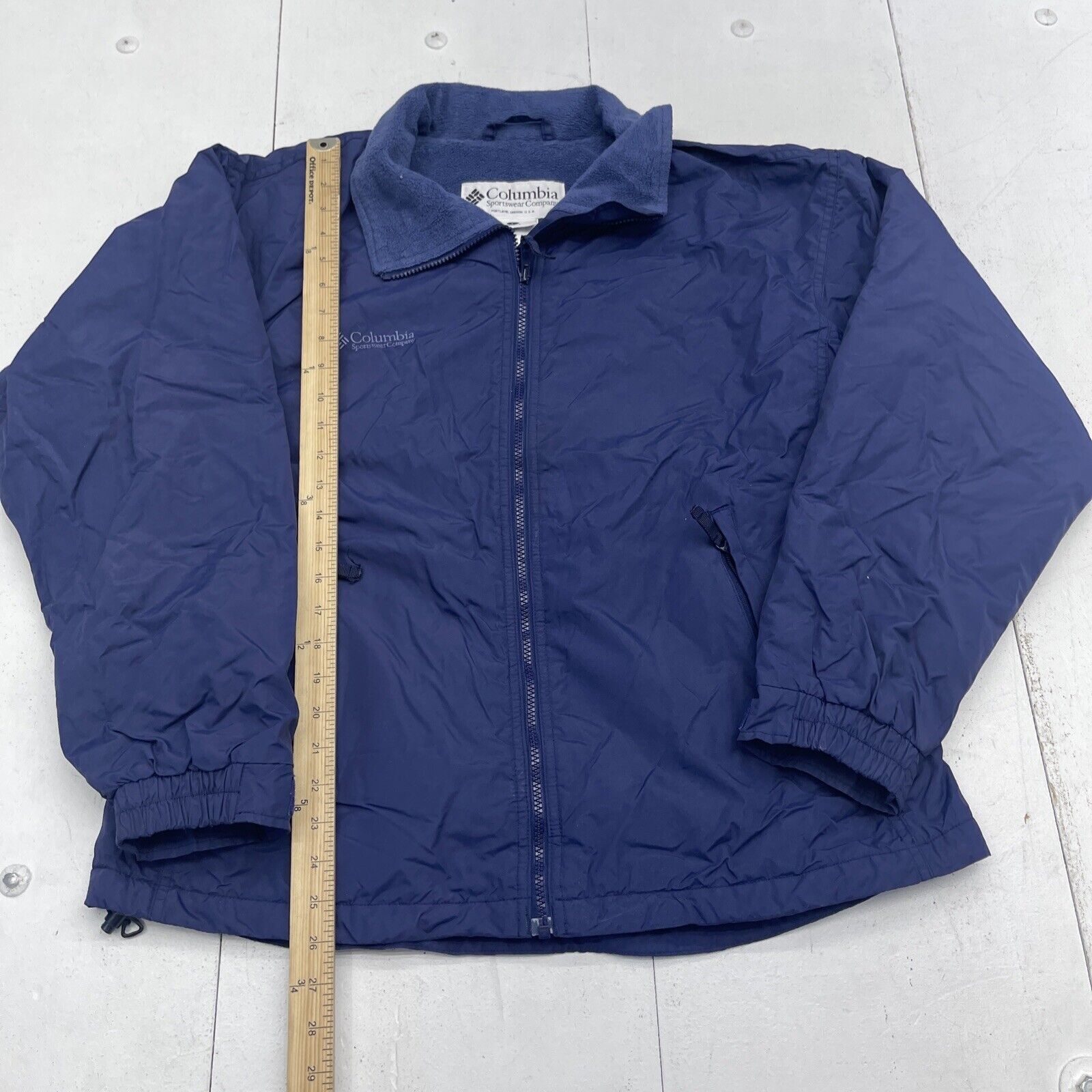 Columbia Blue Nylon Fleece Lined Zip Up Jacket Women's Size Large* - beyond  exchange