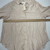 La Miel Champagne Nude Button-Up Collared Shirt Ruched Sleeve Womens Size M NEW
