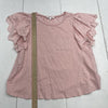 &amp; Merci Pink Eyelet Ruffle Sleeve T Shirt Women’s Size Large