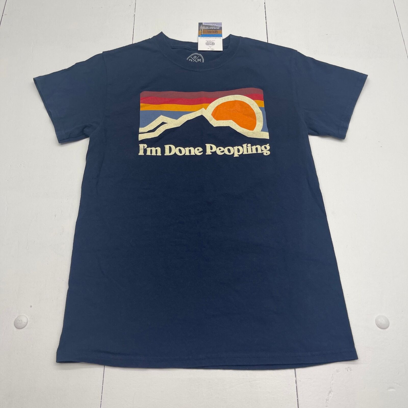 DOM “I’m Done Peopling” Navy Blue Short Sleeve T Shirt Mens Size Small