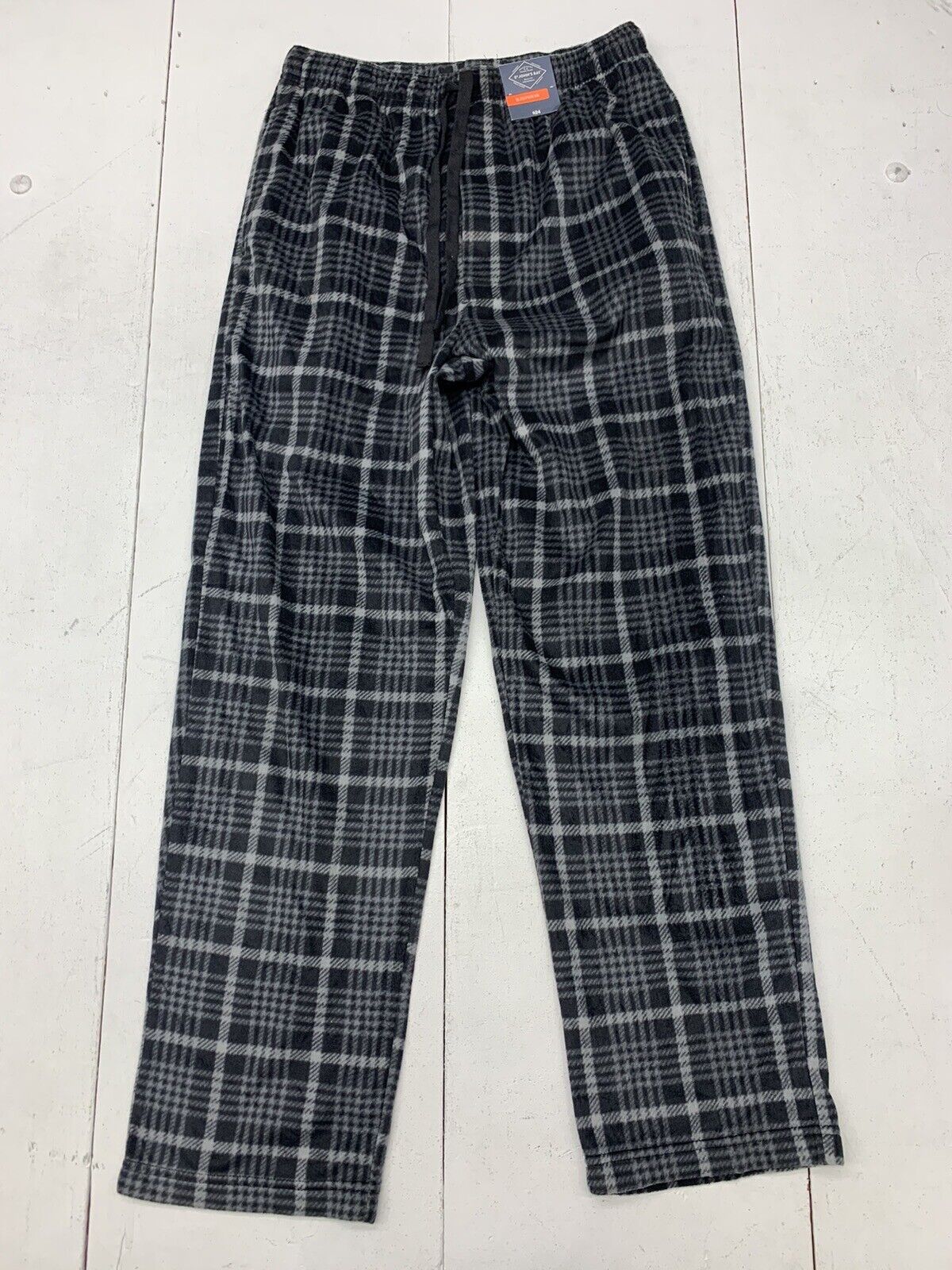 St Johns Bay Mens Black Grey Plaid Pajama Pants Size Small