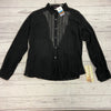 Lucy Love Boutique Black Long Sleeve Button Up Sheer Blouse Shirt Women Size L N