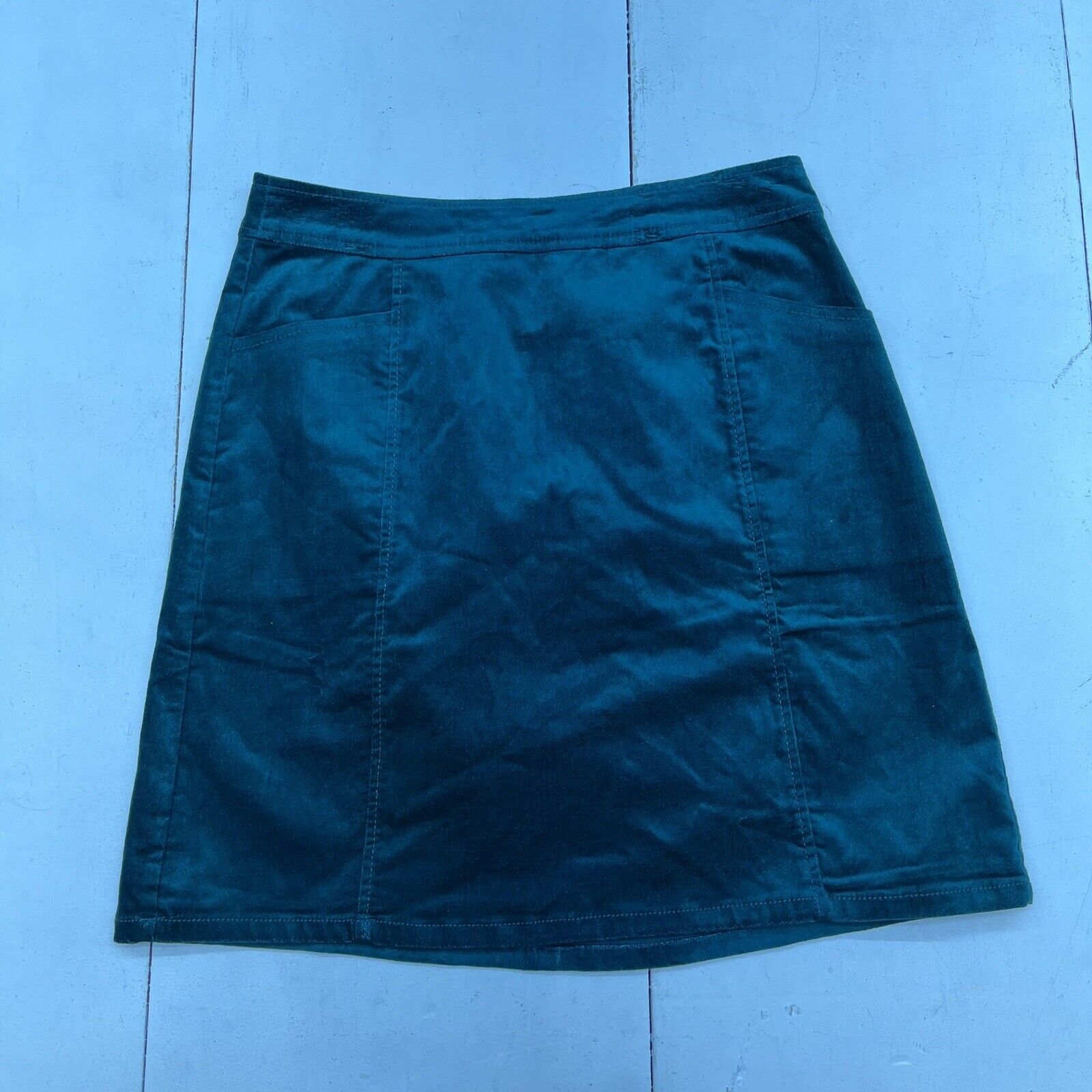 Loft Emerald Green Velvet Skirt With Pockets Women’s Size 0 NEW