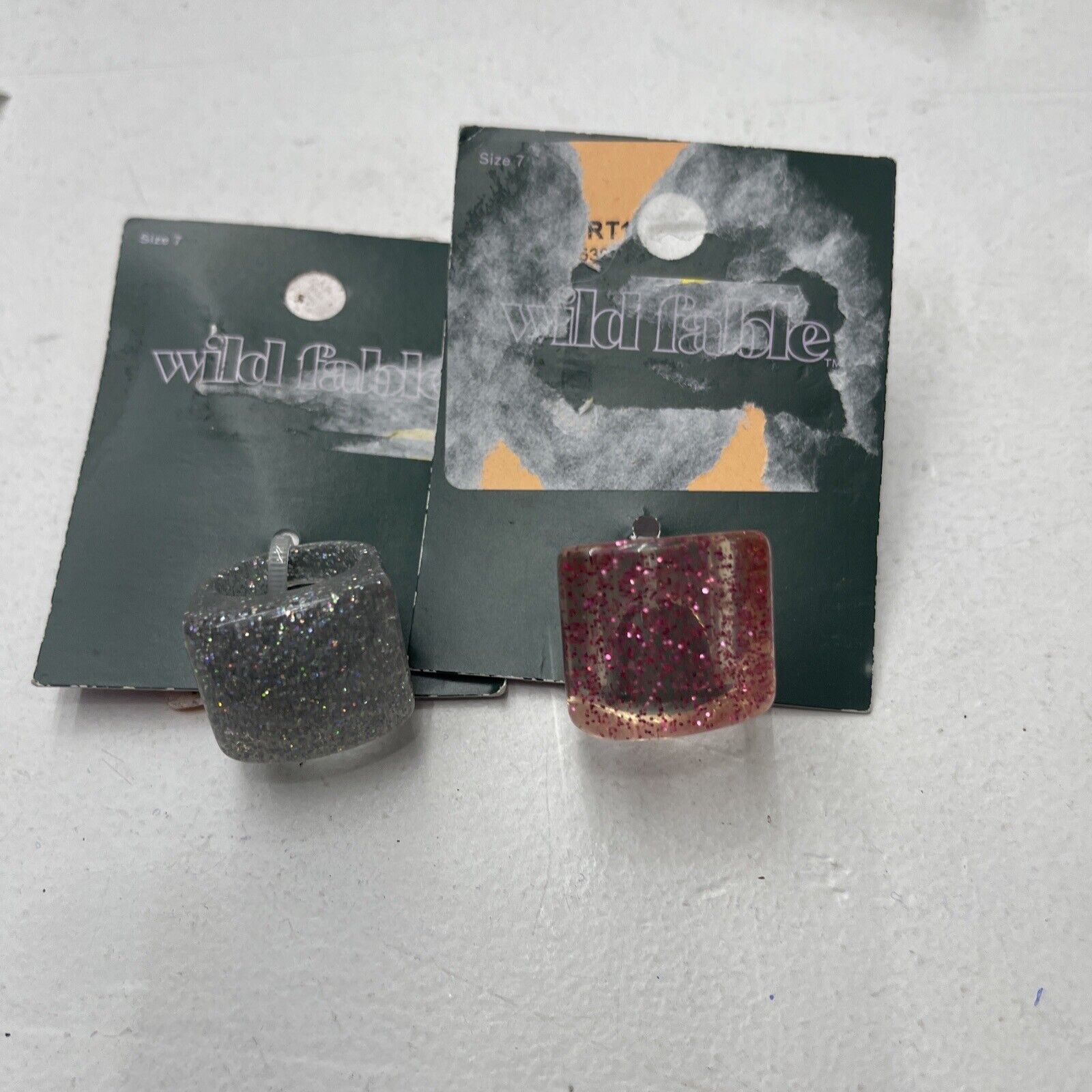 Wild Fable 2 Pack Silver And Pink Glitter Square Rings Size 7 New