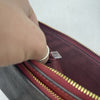 Coach Double Zip Signature Canvas Brown Red Wristlet Wallet C5576