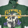 Fly World Green Love The World Graphic Hooded Zip Up Size Large New Defect