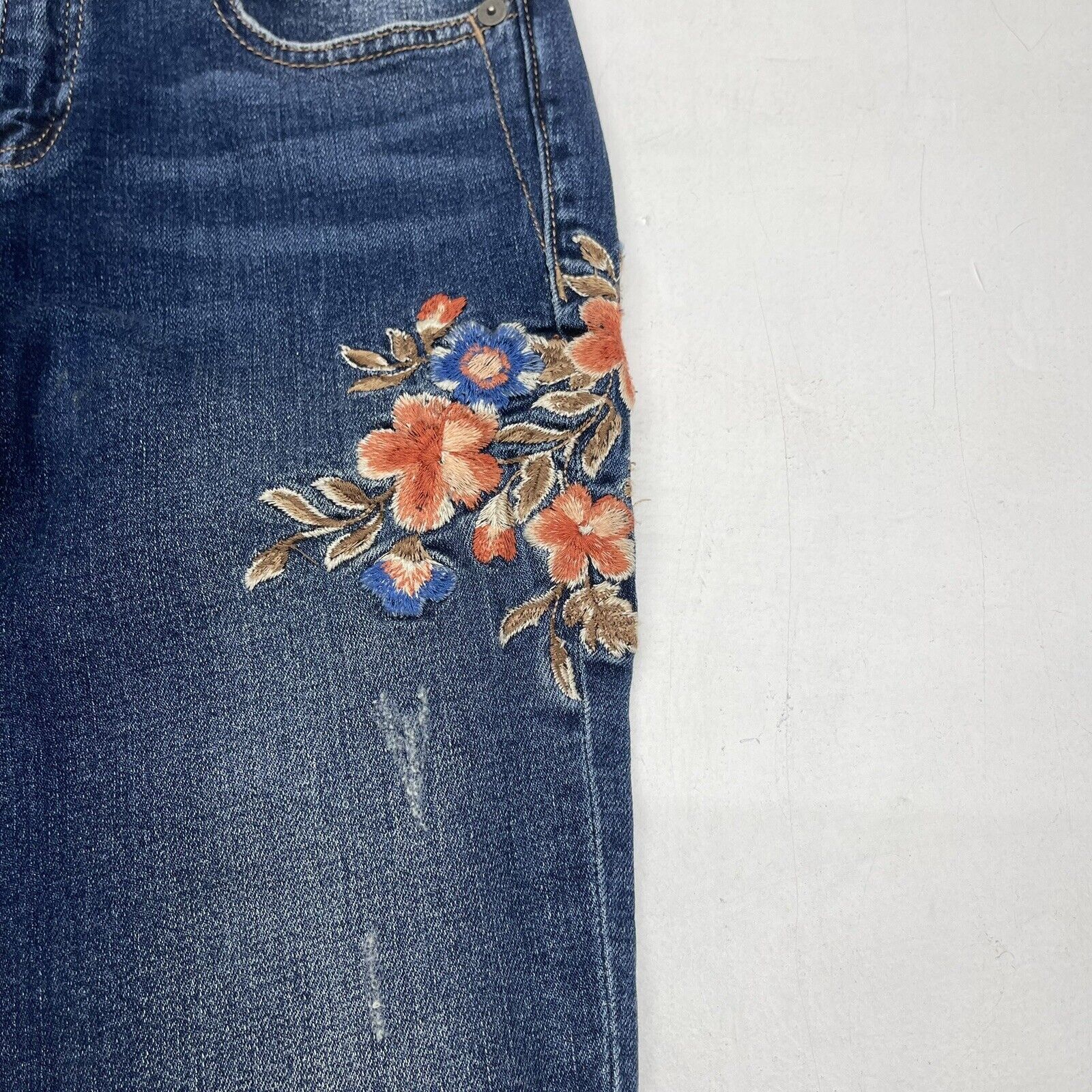 Flower Embroidered Jeans, Womens Bell Bottom Jeans