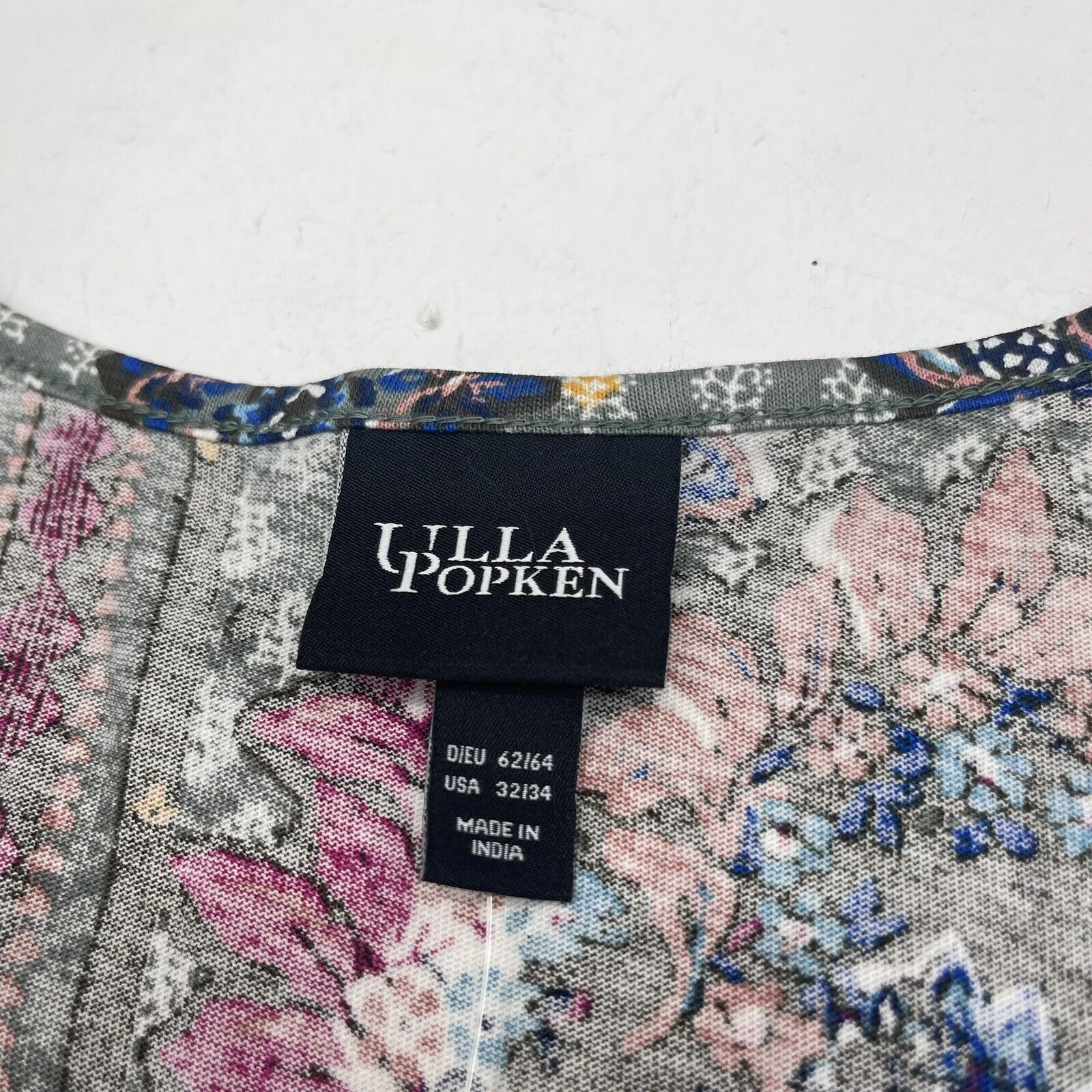 Ulla Popken Green Mixed Print Knit Cotton Tunic Women's Plus Size