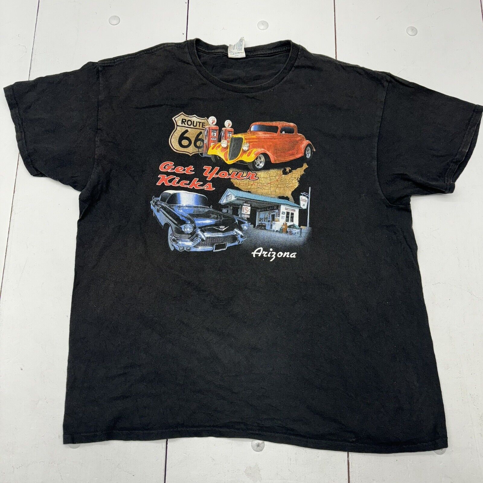 Delta Black Short Sleeve Get Your Kicks On Route 66 Arizona T Shirt Adult XL