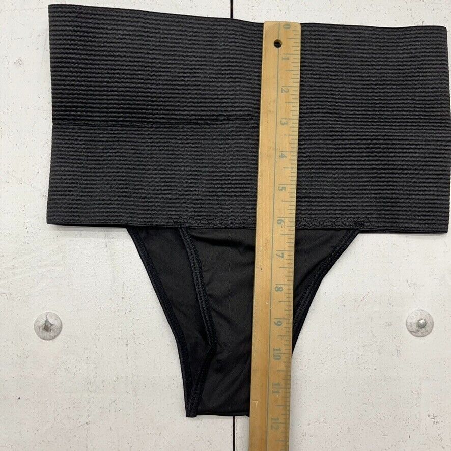Black Ribbed High-Waisted Compression Bikini Underwear Women's