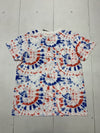 Grayson Threads Womens Red White Blue Tie Dye Short Sleeve Tee Size Large