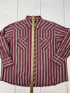 Wrangler Mens Red Yellow Green Striped Button Snap Long Sleeve Shirt Size Large