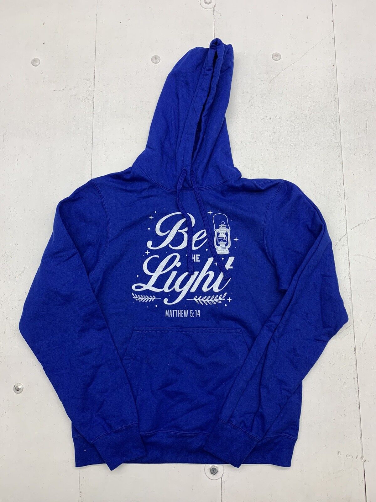 Custom Graphic Blue “be The Light” Pullover Sweater Adult Size Small
