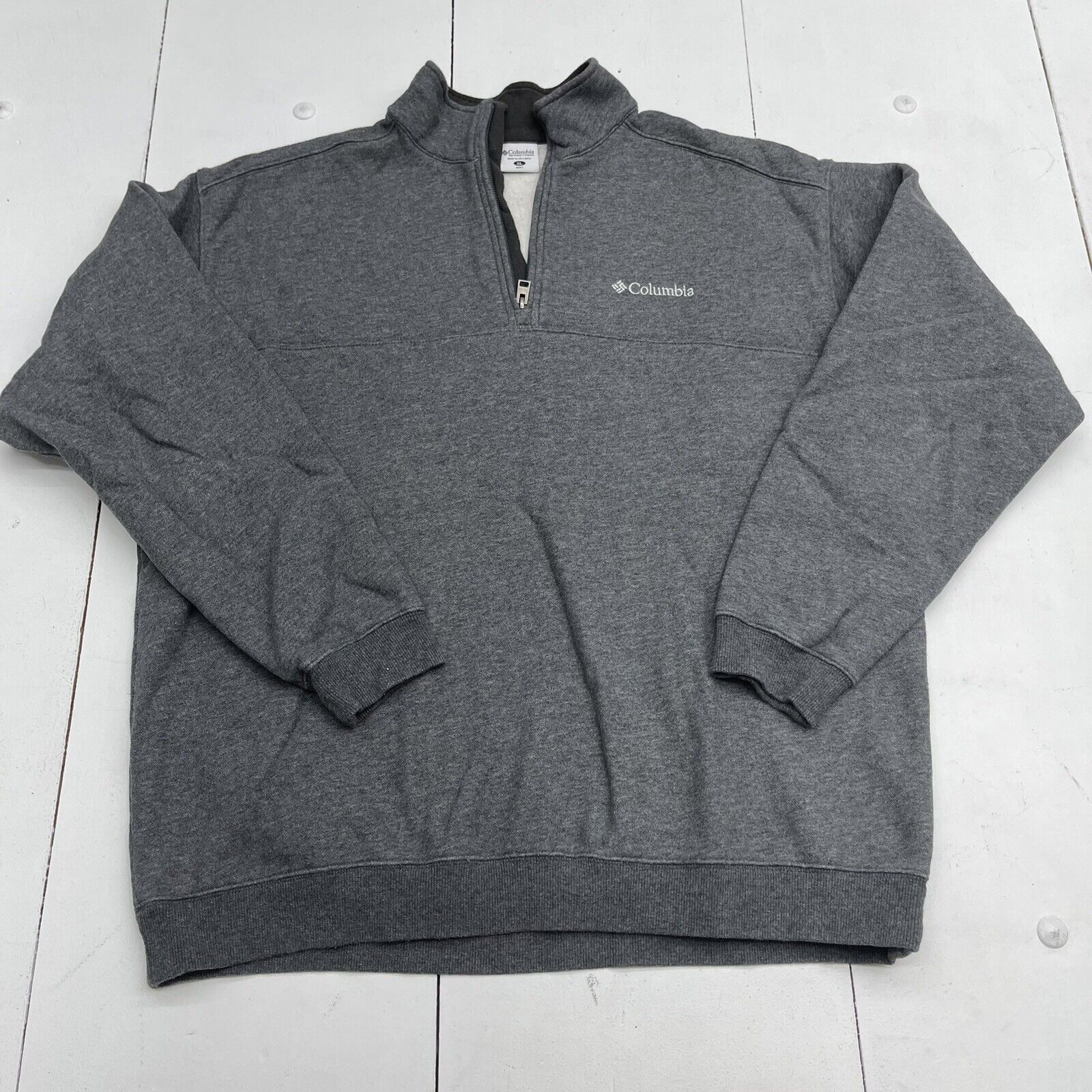 Columbia Gray 1/4 Zip Fleece Pullover Sweater Mens Size XL
