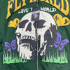 Fly World Green Love The World Graphic Hooded Zip Up Size Large New Defect