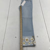 Driftwood Colette Light Blue Straight Leg Daisy Embroidered Jeans Women’s Size 2