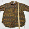 Vintage Liz Sport Brown Paisley Button Up Long Sleeve Shirt Blouse Women Size L