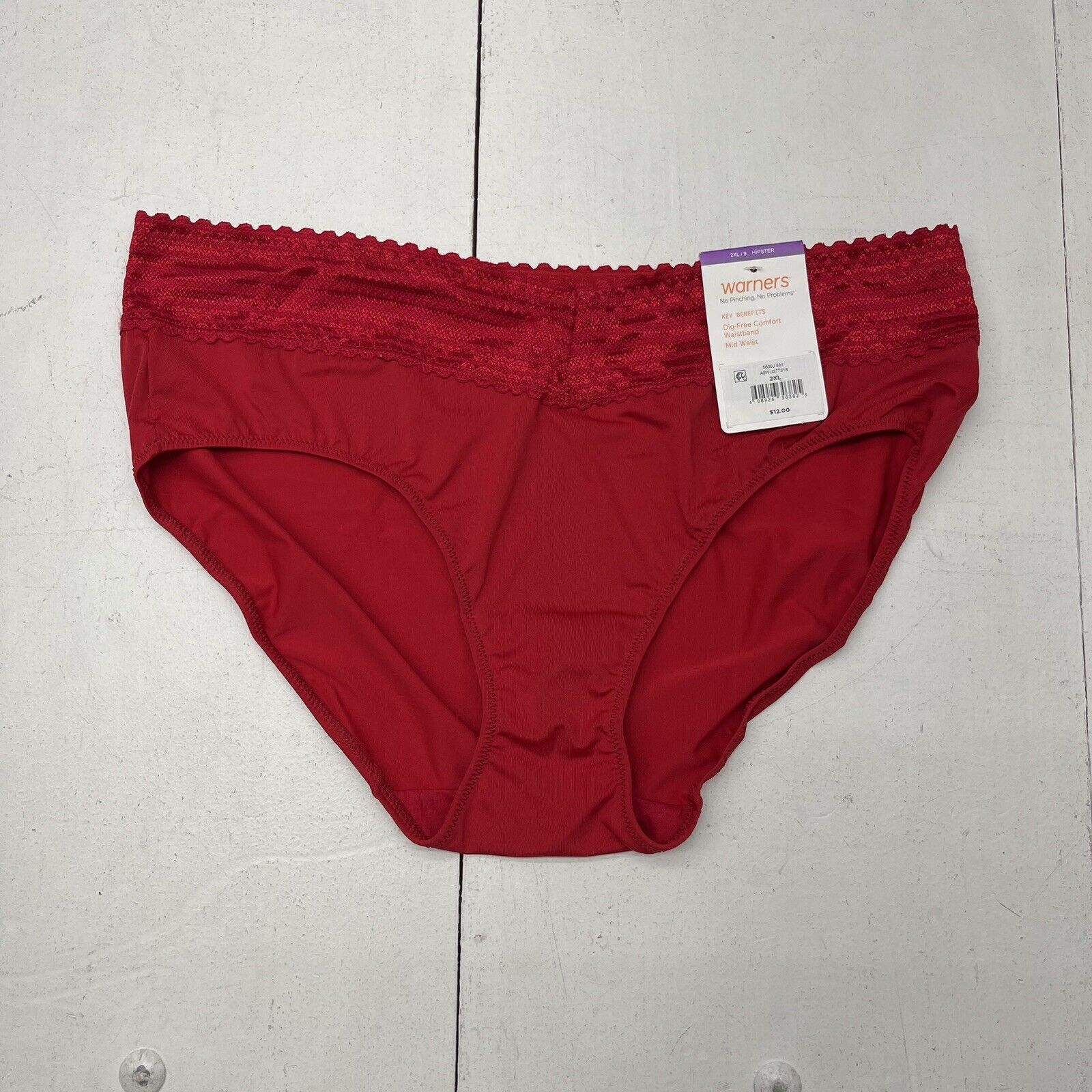 Warners Red Hipster Panties Women’s Size 2XL NEW