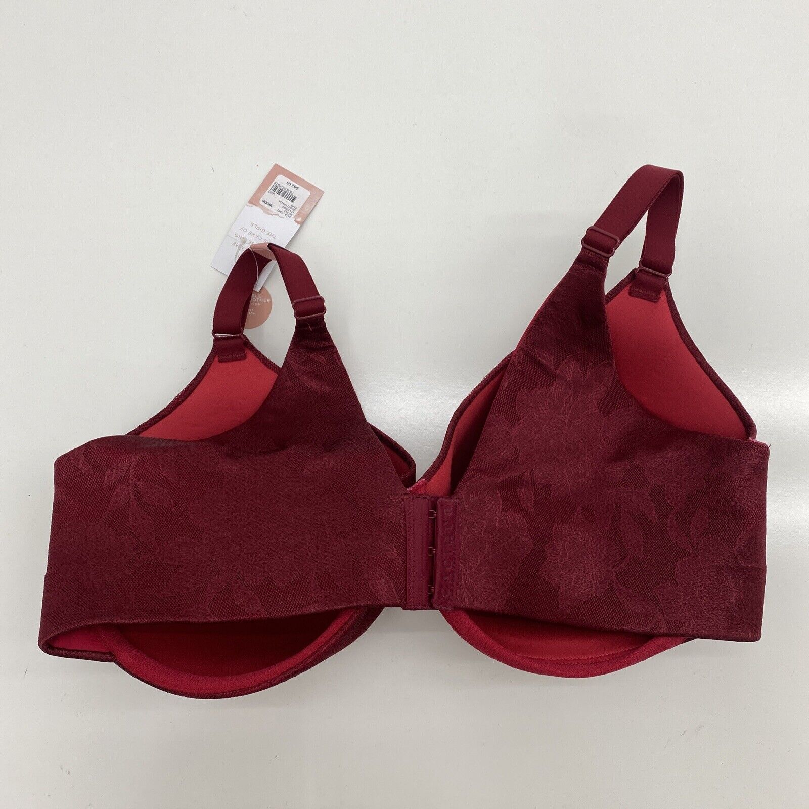 cacique Lightly lined full coverage bra size 44F Red Tropical