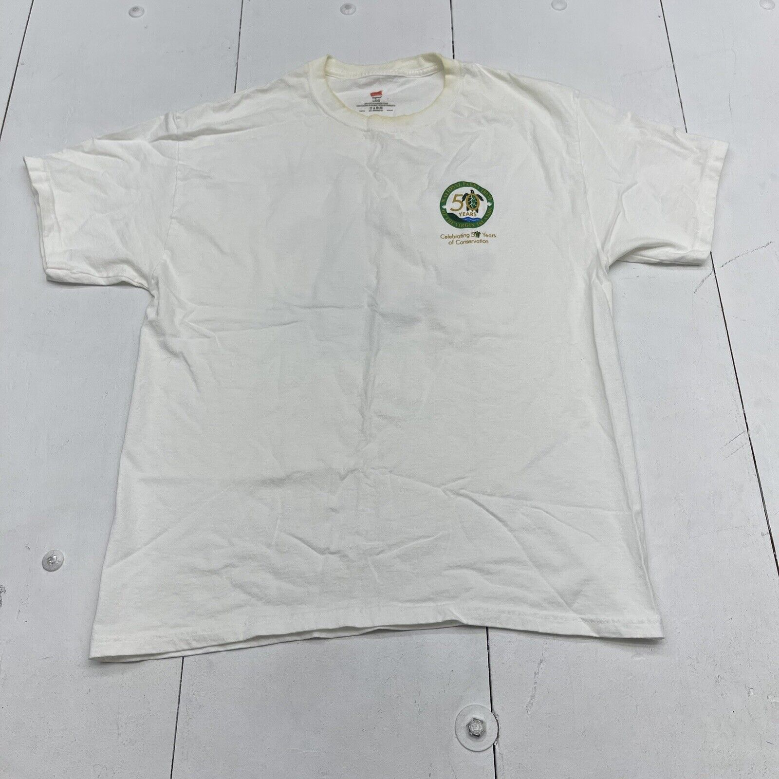 Vintage Hanes White National Parks Trust Of Virgin Islands T Shirt Size Large