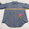 Big Mac No Iron Blue Floral Embroidered Long Sleeve Button Up Women’s Medium