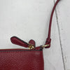 Coach Double Zip Signature Canvas Brown Red Wristlet Wallet C5576