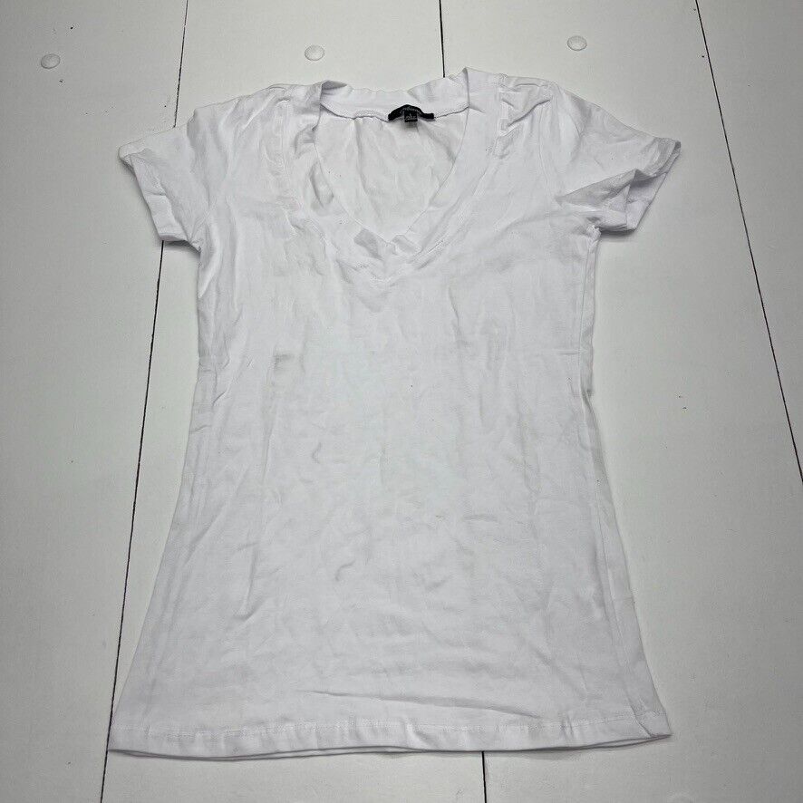 Ambiance White V-Neck Short Sleeve T-Shirt Women's Size Large