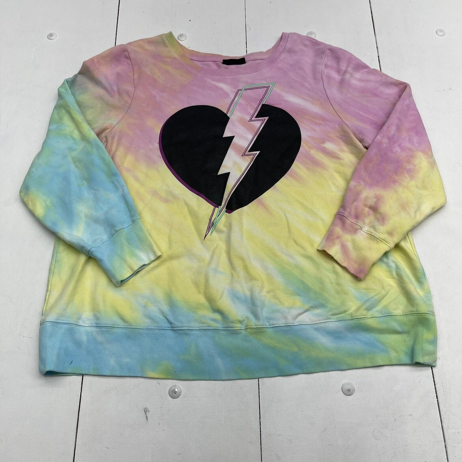 Love Sick Tie Dye Heart Lightning Bolt Sweatshirt Women’s Size 3