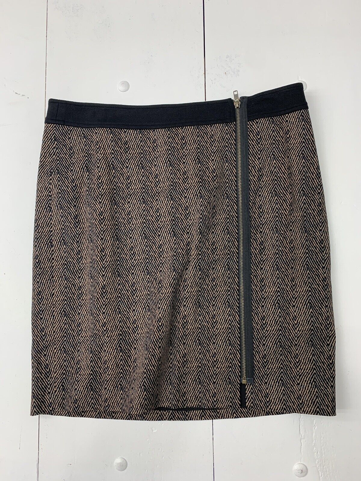 Donna Degnan Womens Brown Chevron Pront Skirt Size 12
