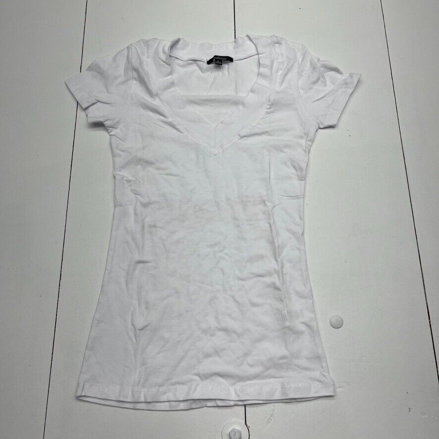 Ambiance White V-Neck Short Sleeve T-Shirt Women's Size Small
