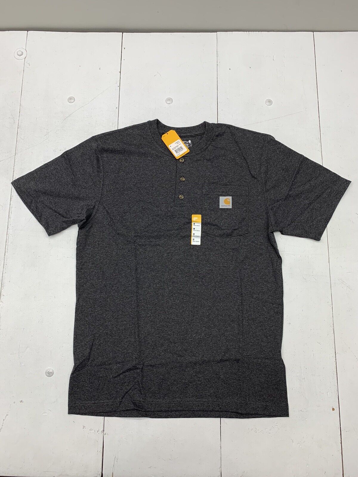 Carhartt Mens Grey 1/4 Button Short Sleeve Shirt Size medium