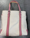 Coach A05Q-5169 Vintage Turn Key Tote Purse Pink Leather And Cream Canvas*
