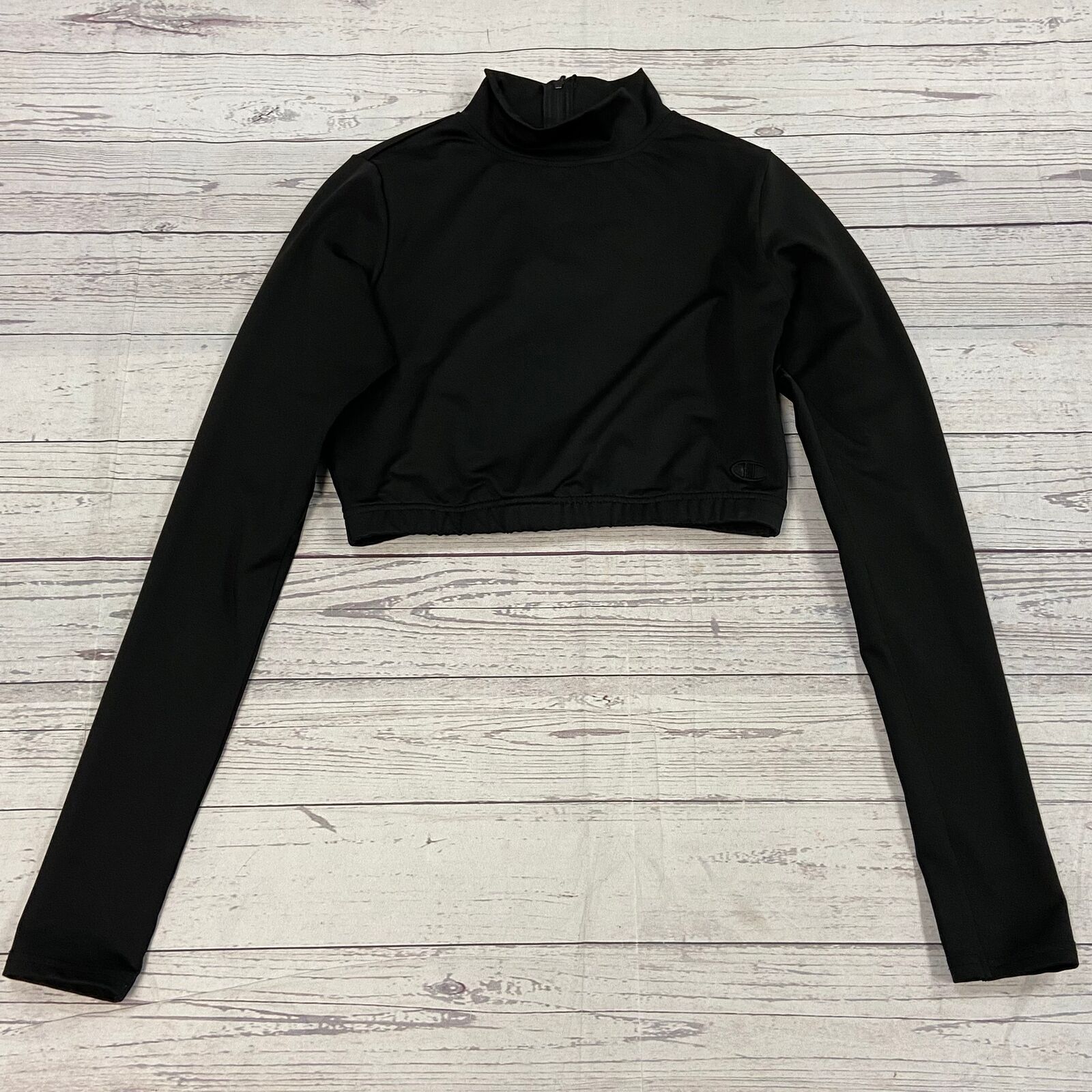 Champion Black Cropped Long Sleeve Athletic Shirt Women Size M