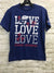 Girs's Champion Love KU Kansas Jayhawks Graphic Tee Shirt Blue Size Youth Large