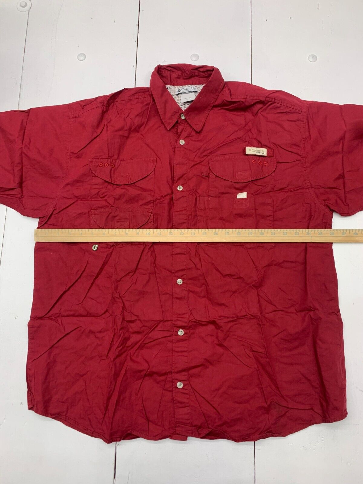 Columbia PFG Mens Red Short Sleeve Vented Fishing Shirt Size XL - beyond  exchange