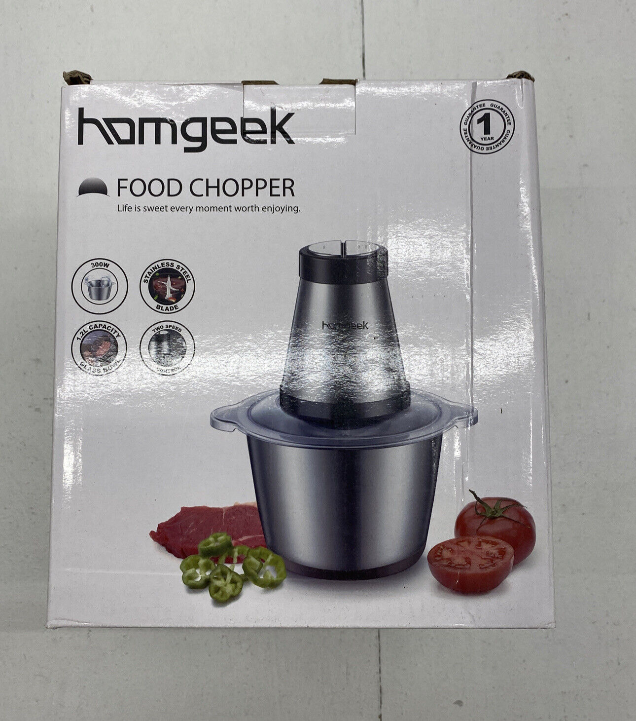 Homgeek Electric Food Chopper,Stainless Steel Vegetables Meat Grinder,2L
