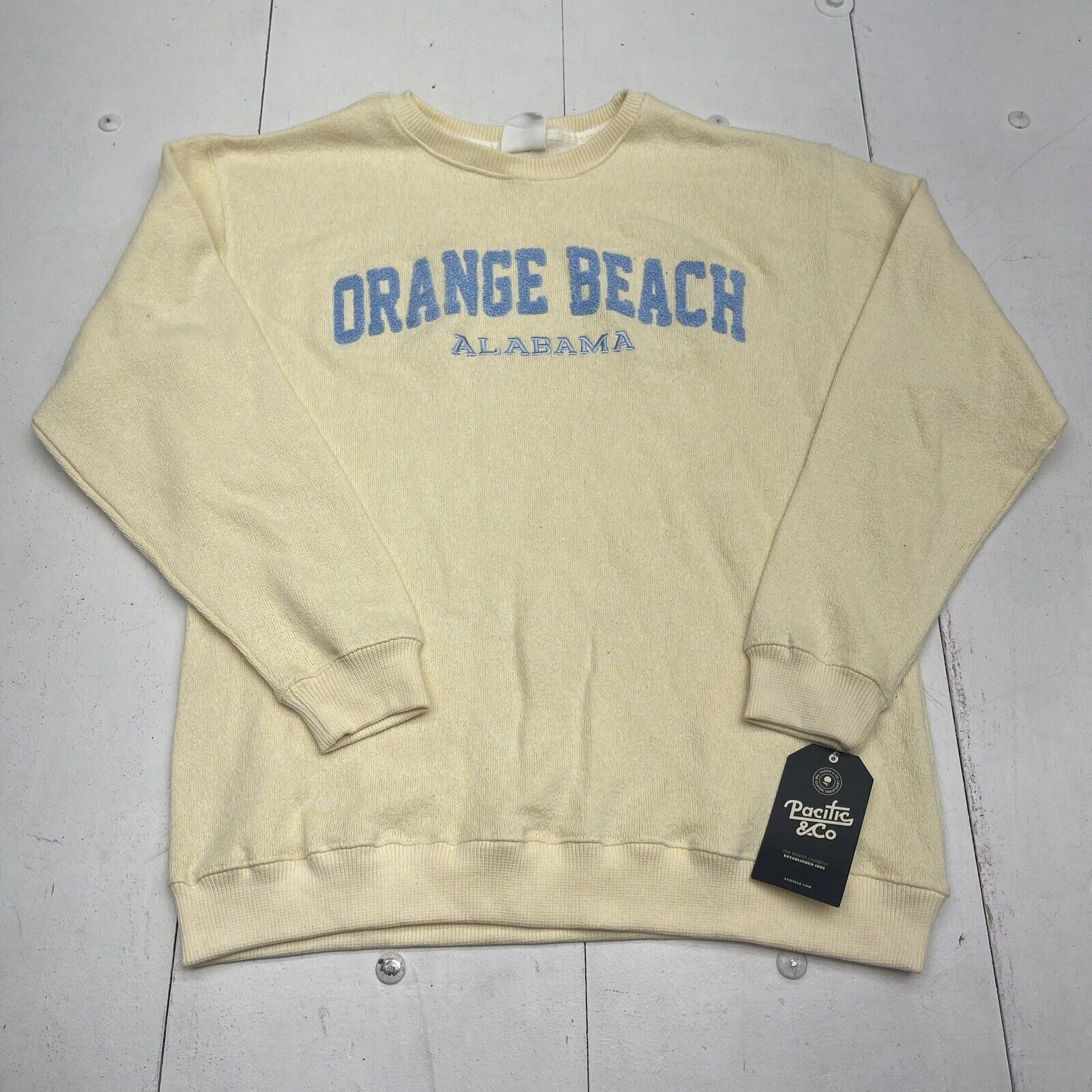 Pacific & Co Soft Yellow Orange Beach Alabama Sweatshirt Women’s Size XL New
