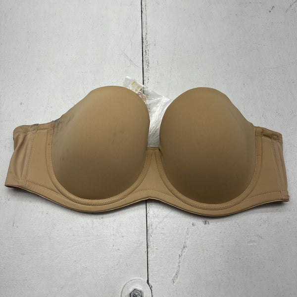 Delimira Bra Size 40F Sleek Strapless Convertible Bra Beige Nude Contoured  Cup