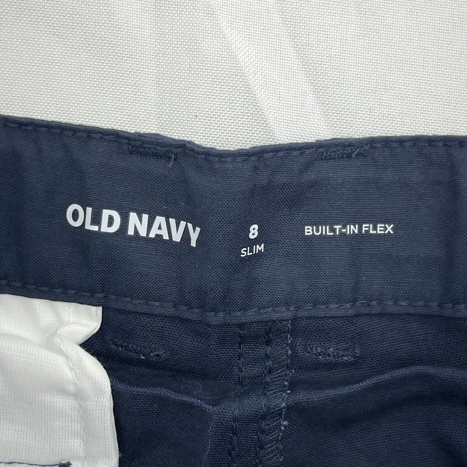 Old Navy Blue Built In Flex Twill Straight Shorts Boys Size 8 Slim