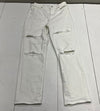 Lands&#39; End White Distressed Wide-Leg Jeans Women&#39;s Size 10